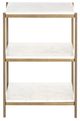 Four Hands Felix Polished White Marble/Antique Brass Nightstand-2