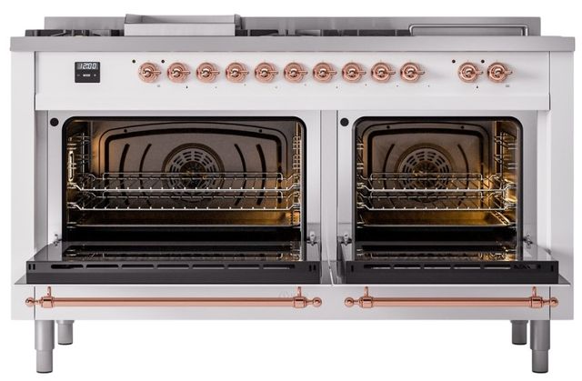 Ilve® Nostalgie II Series 60" White Pro Style Dual Fuel Range-2