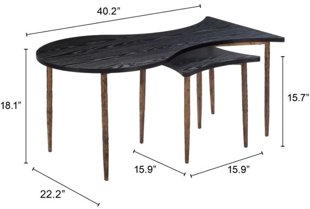 Zuo® Modern Norden 2-Piece Black/Bronze Coffee Table Set-1