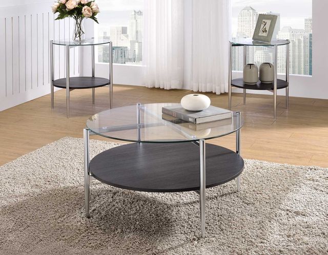 Steve Silver Co. Bayliss Merlot Chrome and Glass End Table-1