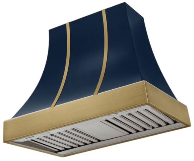 AGA Cascade 36" Indigo Wall Mounted Range Hood with Antique Brass Trim-0