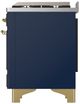 Ilve® Majestic III 36" Midnight Blue Pro Style Dual Fuel Natural Gas Range with 6 Black Brass Burners and Brass Trim-4