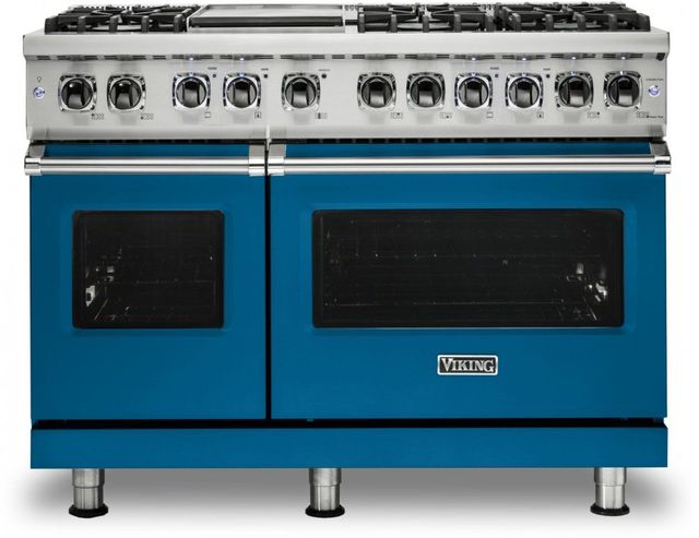 Viking® 5 Series 48" Alluvial Blue Pro Style Dual Fuel Natural Gas Range with 12" Griddle-0