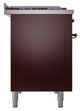 Ilve® Nostalgie II Noblesse 48'' Burgundy Pro Style Dual Fuel Range with Burnished Trim-2