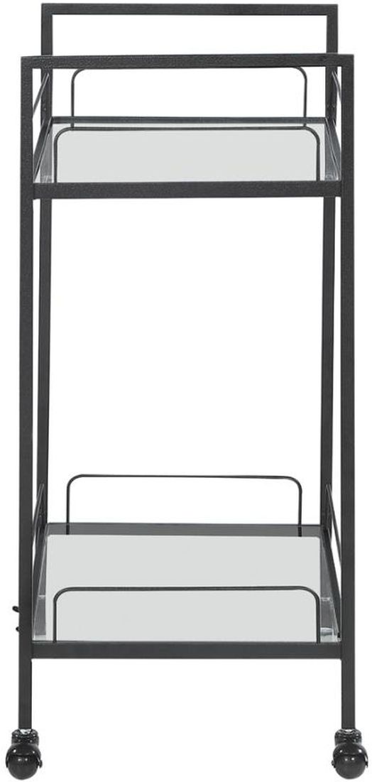 Coaster® Curltis Clear/Black Serving Cart with Glass Shelves-2