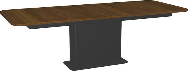 Amisco Customizable Lucarelli 120" Rectangular Extendable Table with 1" Walnut Veneer Top, Radius Corners and 1 Leaf-0