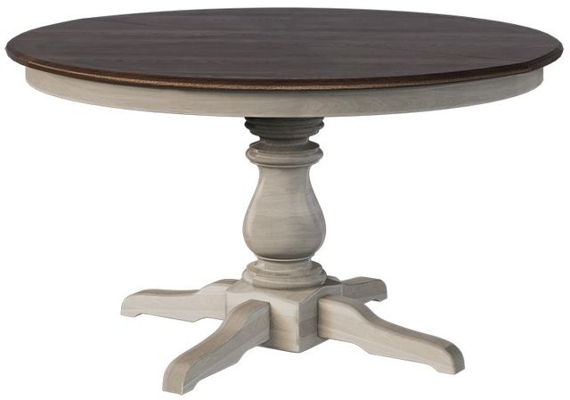 Country View Woodworking Customizable Cicero 54" Elm Top Dining Table with 1-Leaf and Brown Maple Base-0