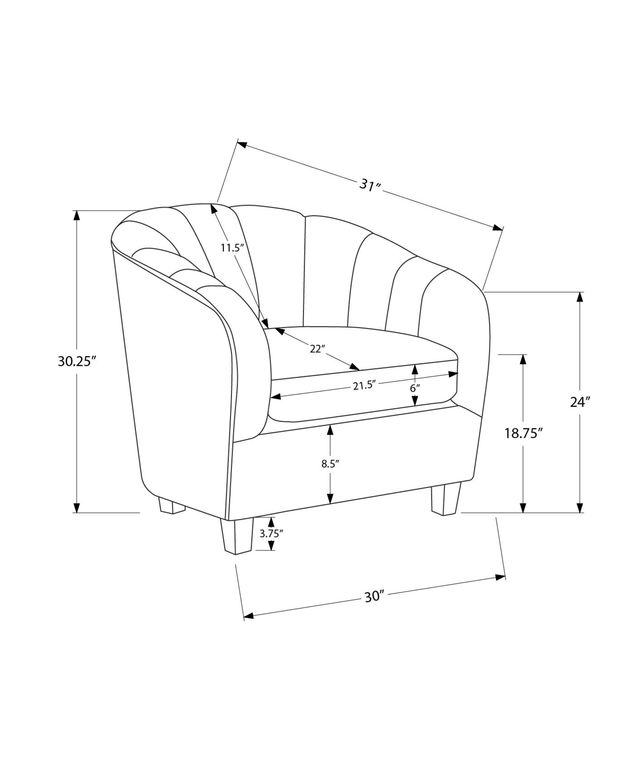 Monarch Specialties Inc. Cream 31" Curved Barrel-Back Accent Chair with Wood Legs-2