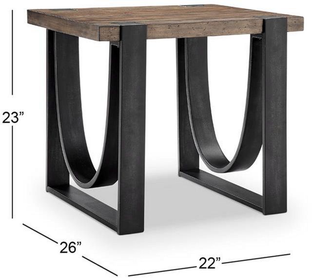 Magnussen Home® Bowden Rustic Honey End Table with Black Metal Base-1