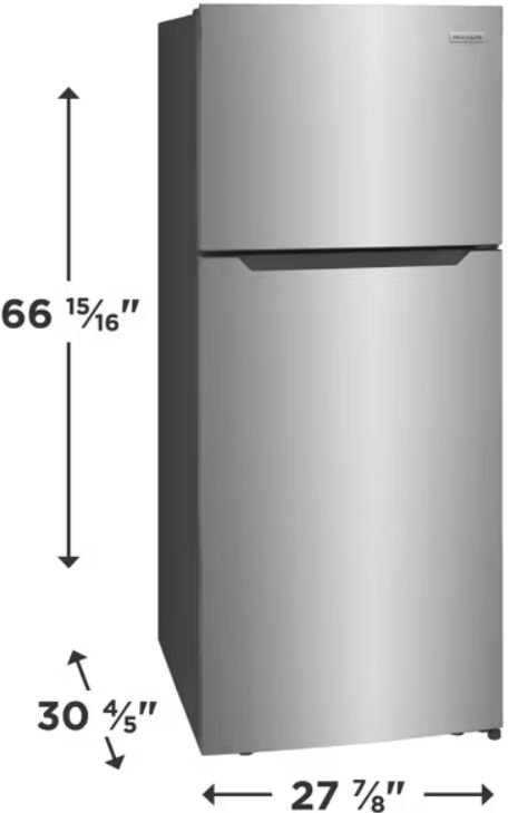 Frigidaire® 28" 17.6 Cu. Ft. Brushed Steel Freestanding Top Freezer Refrigerator-2