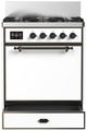 Ilve® Majestic III 30" White Pro Style Dual Fuel Natural Gas Range with Solid Door and Burnished Trim-2