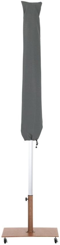 Meridian Furniture Amalfi Black/White/Teak Aluminum Outdoor Patio Umbrella and Base-2
