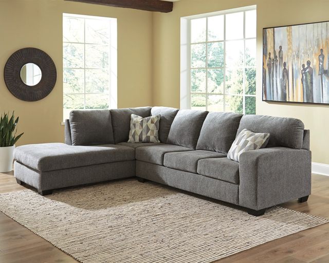 Benchcraft® Dalhart 2-Piece Charcoal Left-Arm Facing Sofa Sectional and Chaise-2