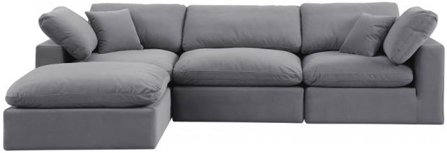 Meridian Furniture Comfy 4-Piece Gray 119" Velvet Sofa -1