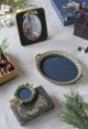 A & B Home Gold/Green Round Tray-5