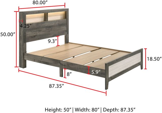 Crown Mark Rhett Gray/White King Panel Bed-2