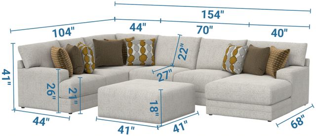 Jackson Furniture Tori 4-Piece Birch Sectional with Ottoman-2