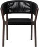 Armen Living Doris 2-Piece Black/Brown Rope/Wood Outdoor Dining Arm Chair Set-4