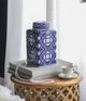 A & B Home Blue/White Valora Square Lidded Jar-5