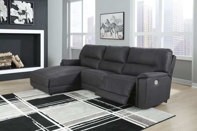 Signature Design by Ashley® Henefer 3-Piece Midnight Power Reclining Left-Arm Facing Sectional and Chaise-2