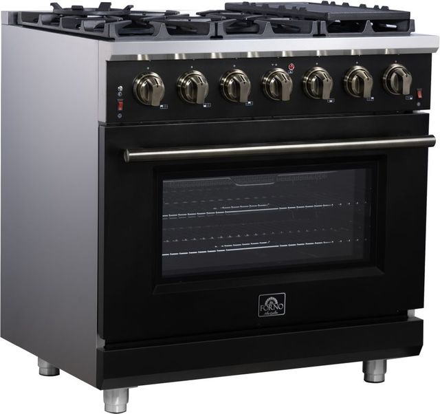 FORNO® Massimo Series Alta Qualita 36" Black Pro Style Gas Range-2