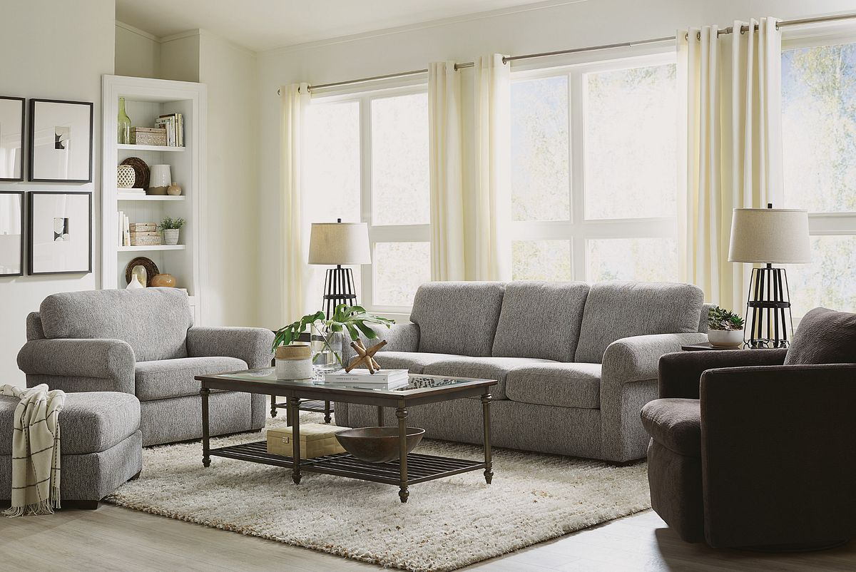 Flexsteel Randall Light Gray Three Cushion Sofa Renn s Electronic More Selinsgrove PA