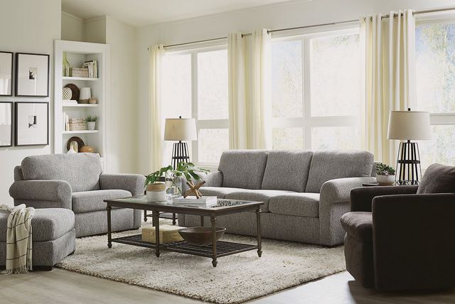 Flexsteel® Randall Light Gray Three-Cushion Sofa-3