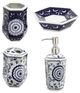 A & B Home 4-Piece Blue/White Bath Accessories Set-0