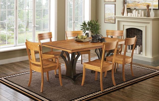 Urban Collections by Yutzy Woodworking Trieste Retreat Cherry/Onyx/Seely 38”x78" Double Pedestal Dining Table with 2 Leaves -1