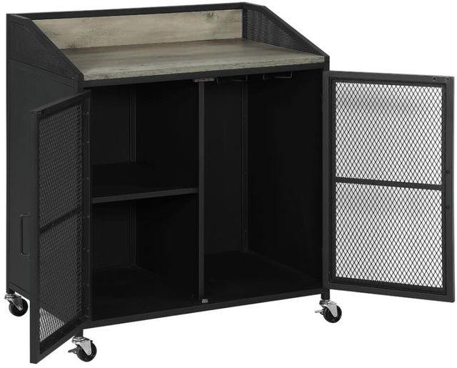 Coaster® Arlette Grey Wash/Sandy Black Wine Cabinet with Wire Mesh Doors-1
