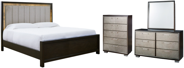Signature Design by Ashley® Maretto 4-Piece Two-Tone Queen Upholstered Panel Bed Set-0