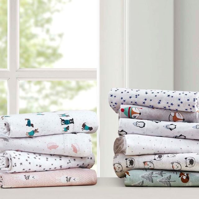 Olliix by Intelligent Design Pink/Grey Hedgehogs Queen Cozy Soft Cotton Novelty Print Flannel Sheet Set-3