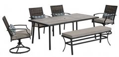 Furniture of America® Sintra 6-Piece Black/Gray Ceramic/Steel Patio Dining Set