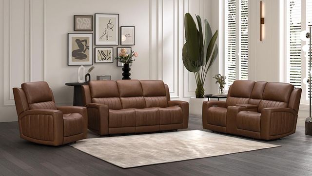 BarcaLounger® Pierce Homerun Cinnamon Leather Power Recliner-2