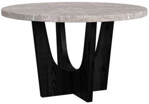 Elements International Oregon Gray Faux Marble Top Counter Table with Black Base