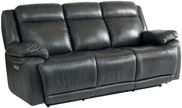 Bassett® Furniture Club Level Evo Graphite Leather Power Reclining Sofa-0