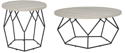 Signature Design by Ashley® Waylowe 2-Piece Light Brown/Black Living Room Tables Set-0