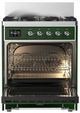 Ilve® Majestic III 30" Emerald Green Pro Style Dual Fuel Natural Gas Range with Solid Door and Chrome Trim-1