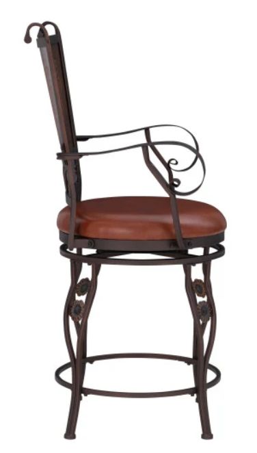 Powell® Beatrix Bronze/Rust Big And Tall Armed Counter Stool-4