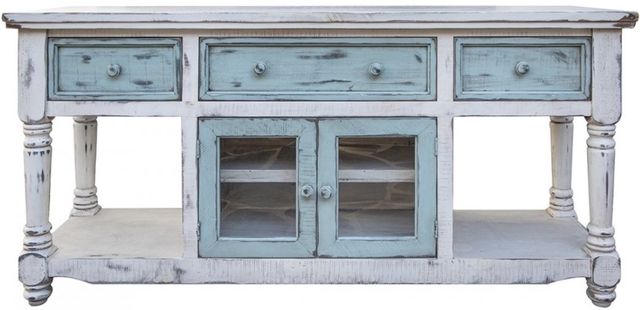International Furniture Direct Aruba Blue/White 70" TV Stand-0