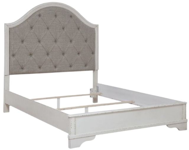 Signature Design by Ashley® Blendon Chipped White Queen Upholstered Panel Bed-1