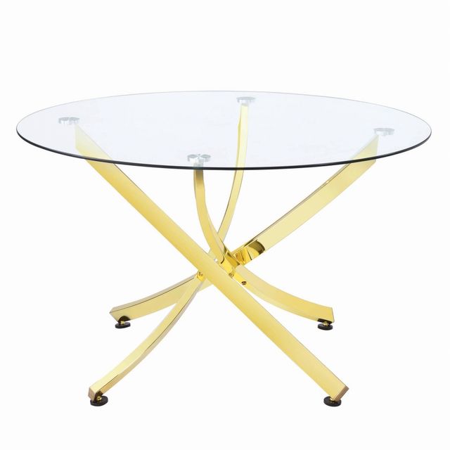 Coaster® Beckham Chanel Glass Top Dining Table with Brass Base-0