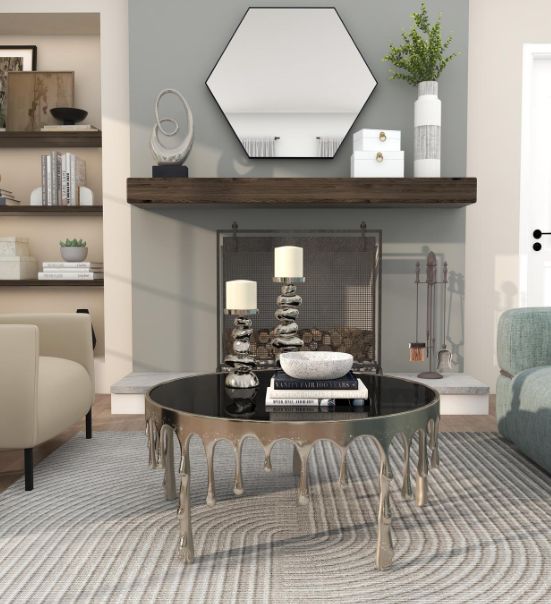 Deco Marche U Select Silver Abstract Drip Coffee Table-4