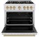 ZLINE Classic Series Autograph Edition 36" Satin Stainless Steel Pro Style Dual Fuel Range with White Matte Door and Champagne Bronze Accents-4
