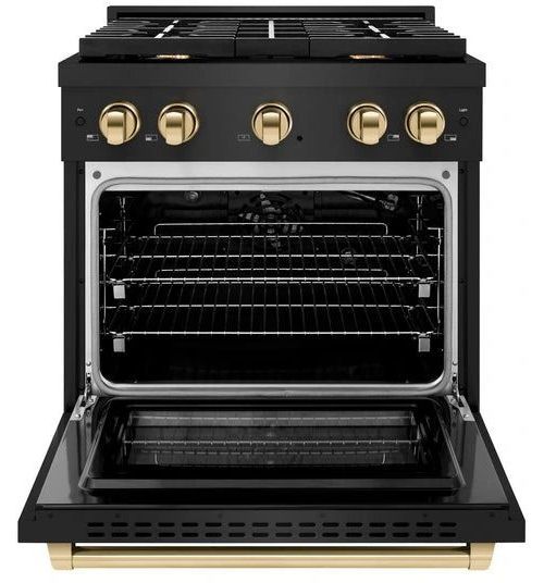 ZLINE Autograph Edition 30" Black Stainless Steel Pro Style Gas Range with 4 Burner Cooktop-1