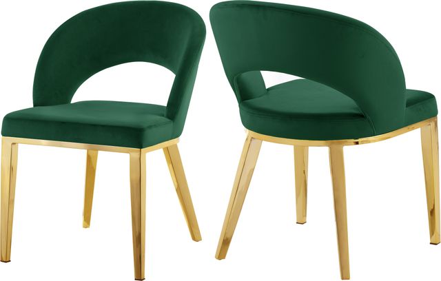 Meridian Furniture Roberto Green/Gold Velvet Dining Chair-3