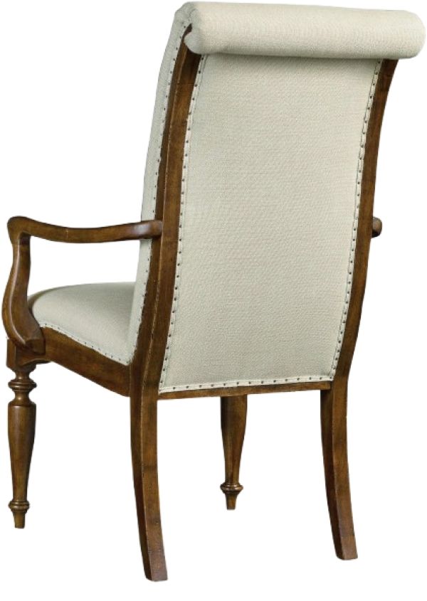 Hooker® Furniture Archivist Aubergine Linen/Pecky Pecan Dining Arm Chair-2