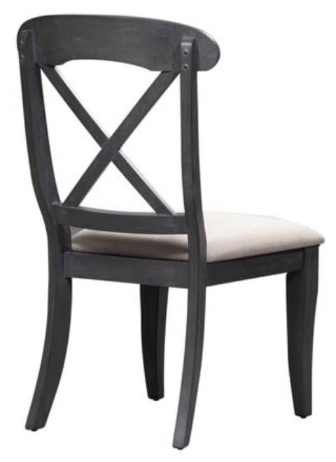 Liberty Furniture Ocean Isle Slate/Weathered Pine Upholstered X Back Side Chair-3