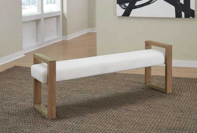 Modus Furniture One Bisque/White Pearl Upholstered Dining Bench-1