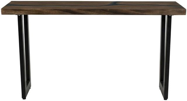 International Furniture Direct Zaphiro Brown Top Sofa Table with Black Base-2